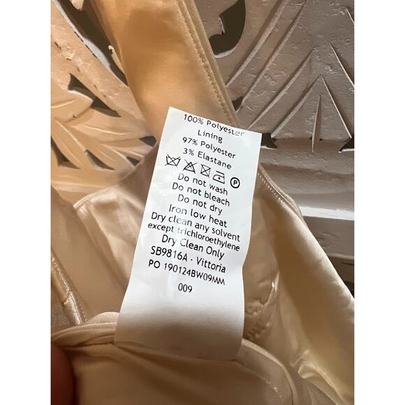 House of CB Vittoria Champagne Chiffon Floral Length Gown Size L Large - Picture 9 of 10